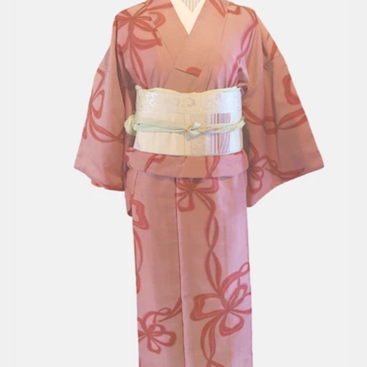 正絹銘仙赤リボン